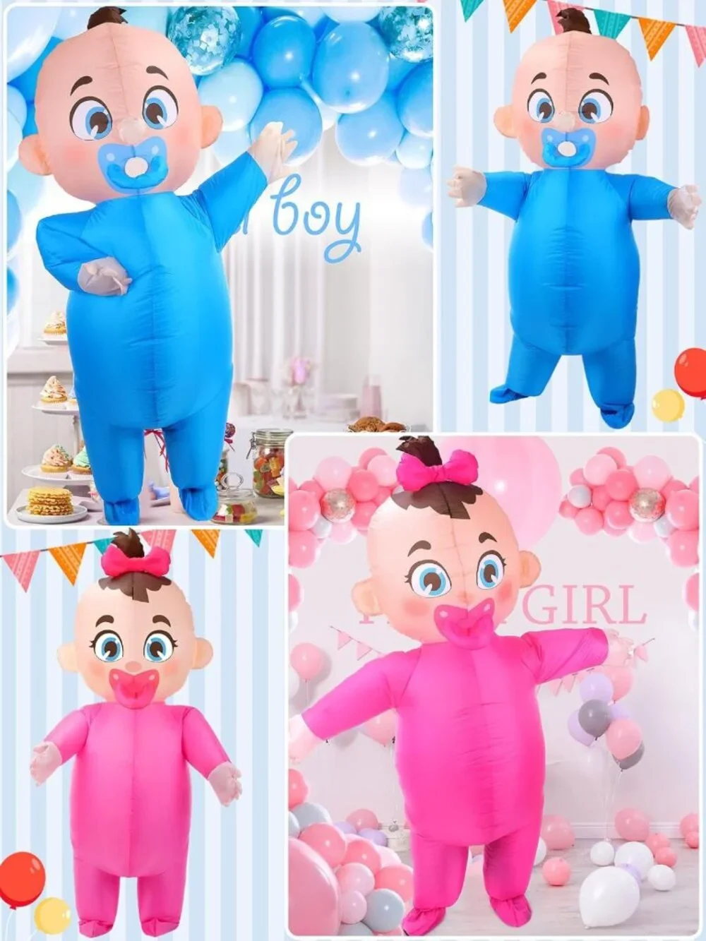 Inflatable Baby Costume Set - Fun Giant Gender Reveal Ideas for Parties, 2 PCS